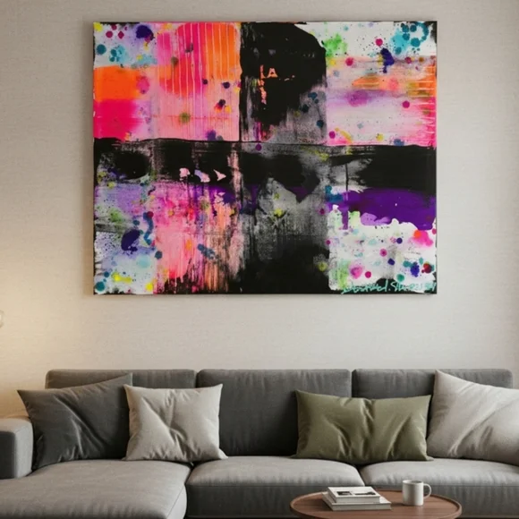 HANDCRAFTED Abstract Painting HANDPAINTED Wall Art Decor HANDMADE Artwork 22x28 - Picture 1 of 17